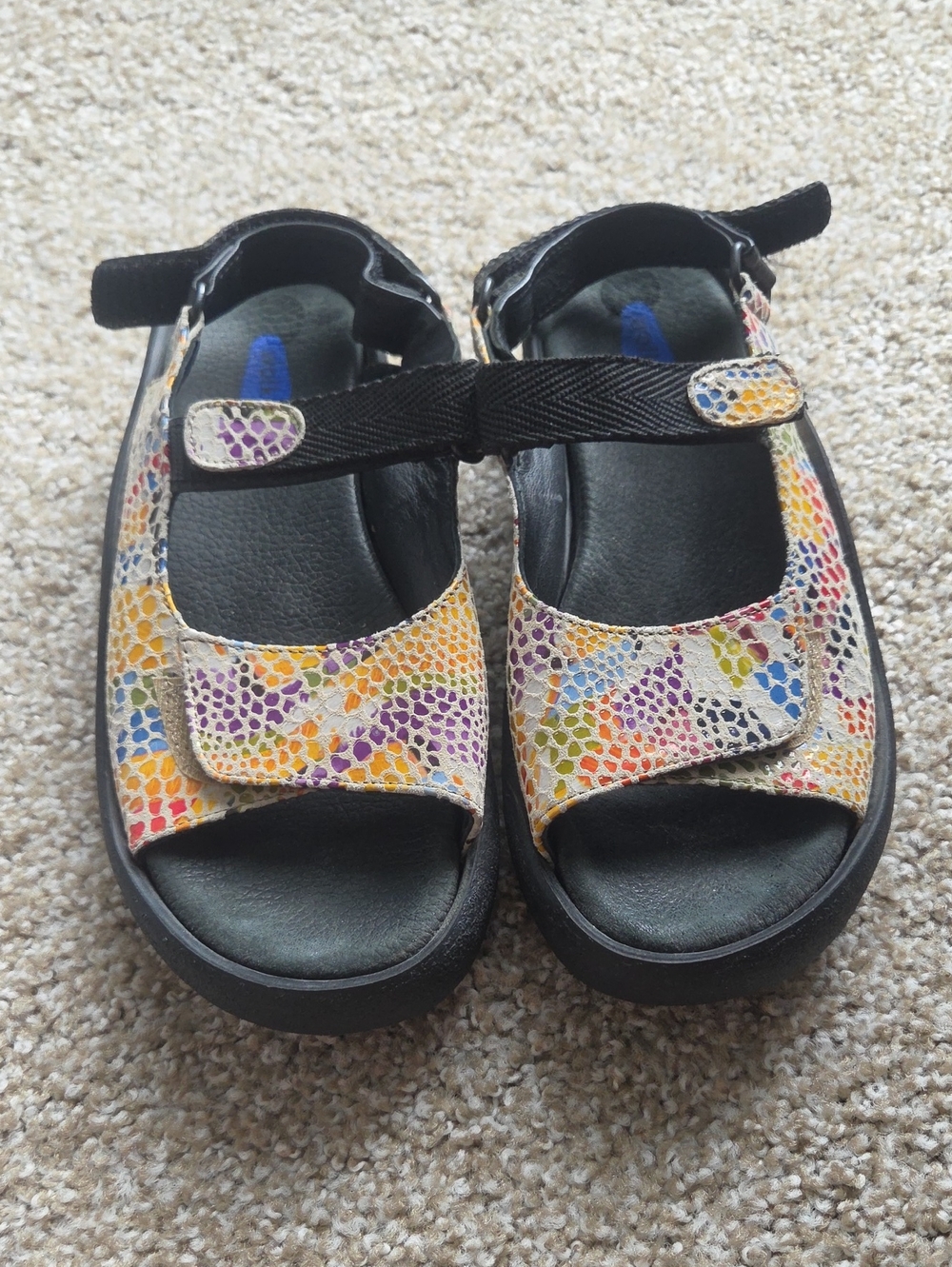 Wolky Womens Multicolor Snakeskin-Print Adjustable Sandals